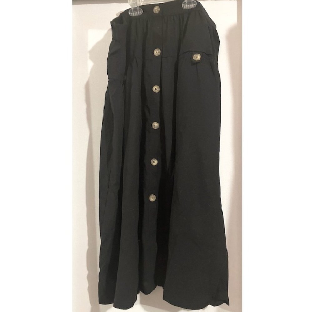 Black Cotton On Curve Gathered Button Down Willow Midi Skirt Size 16